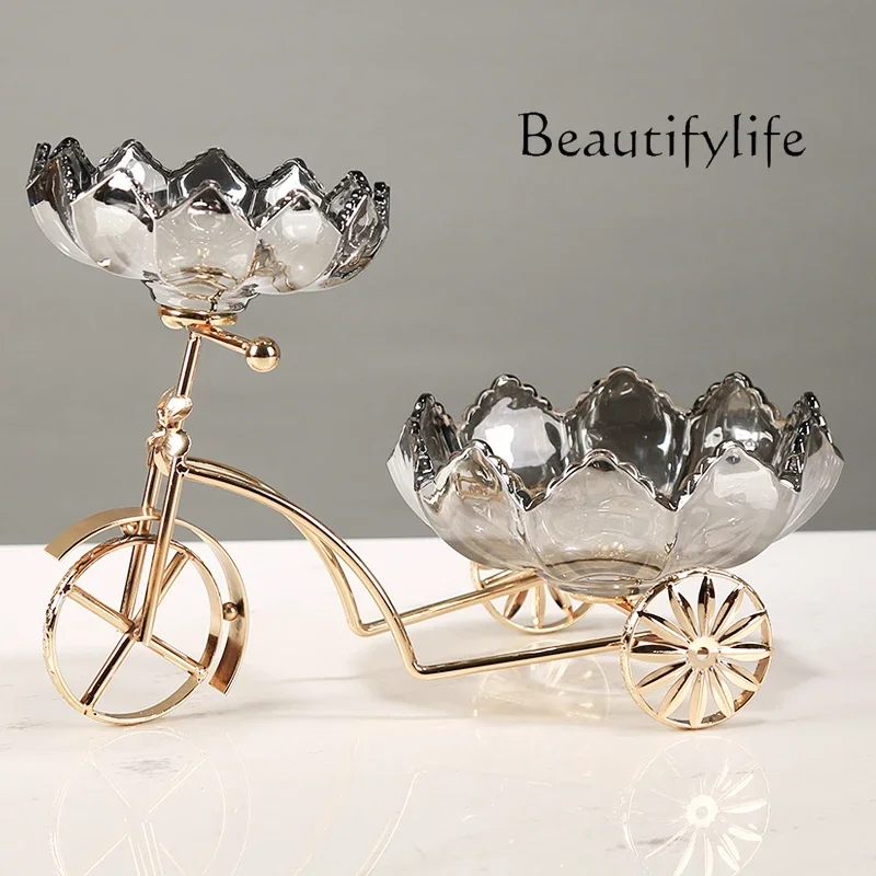 BJ Creative glass fruit plate decoration modern simple home living room dining table dessert table ornament storage light luxury