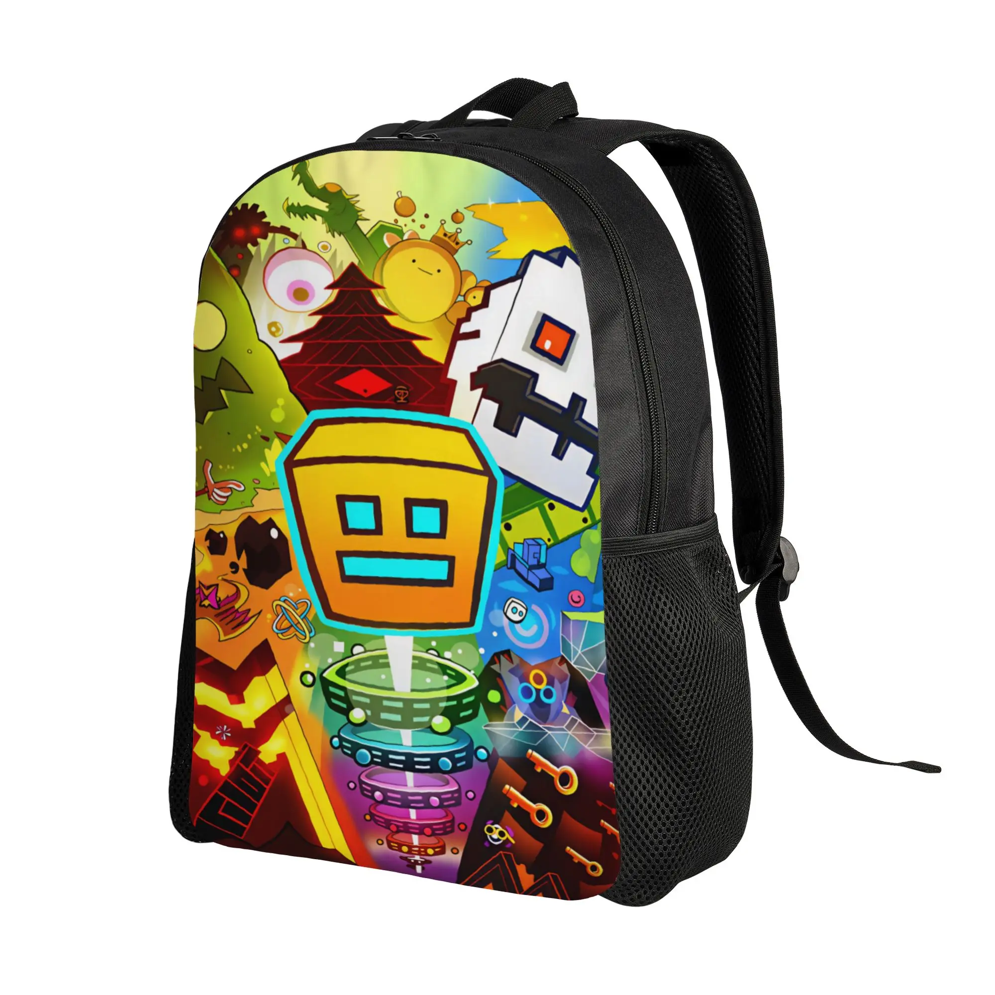 Geometry Gaming Dashed Backpack  Funny Backpacks Teen Daily Pattern School Bags High Quality Rucksack