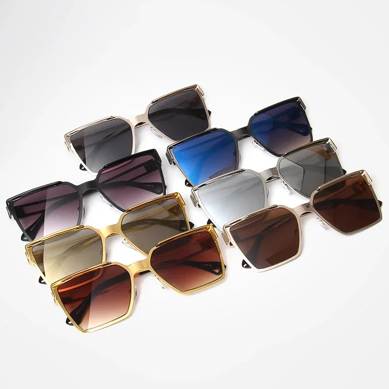 

Vintage Shades Classic Large Metal SunGlasses for Men Oversized Square Retro Sun Glasses UV400 Protection for Driving Fishing