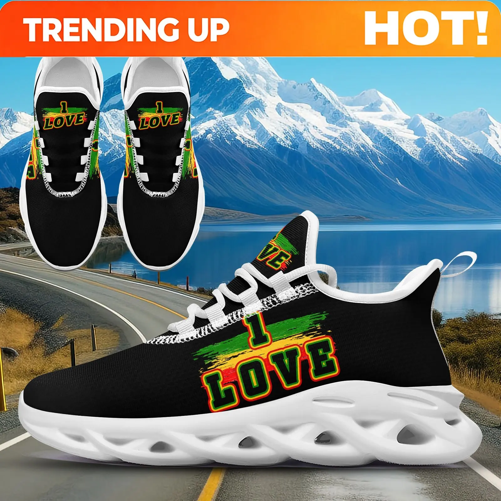 Custom Men's Lightweight Casual Shoes, Rasta-Inspired 
