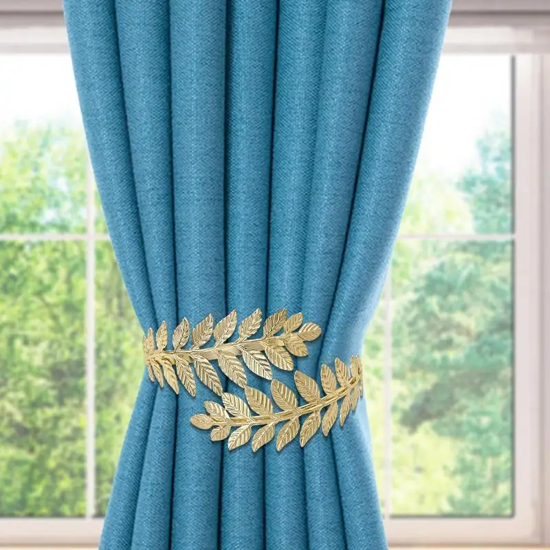 Metal Curtain Tiebacks Creative Leaf Shape Curtains Tie Holder Adjustable Curtain Clip Decorative Drapes Curtain Pull Hook