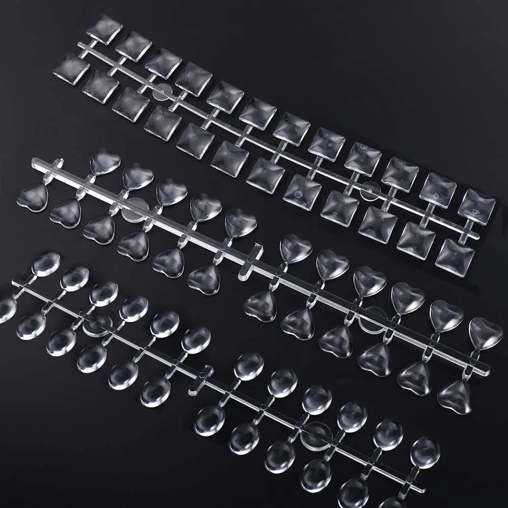 DIYフラットバックハート型オーバルスクエアアクリルクリアネイルカラーカードネイルツールカラーショーケースネイルカラーディスプレイ