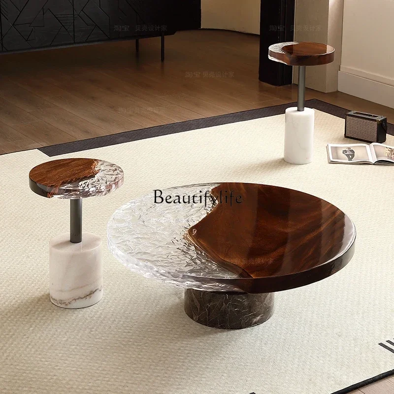 모던 대리석 원형 소파 테이블 이미지