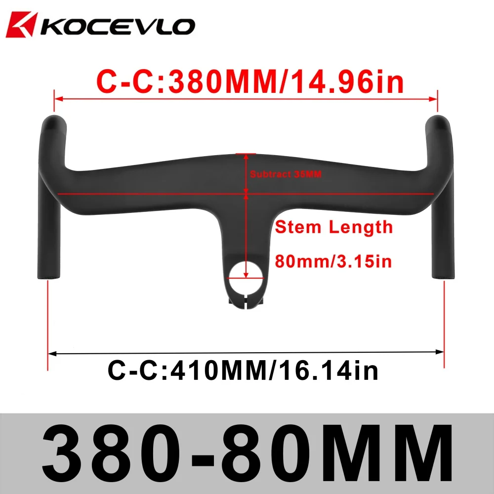 KOCEVLO Road AERO Carbon Integrierter Lenker für 28,6-mm-Gabel mit Abstandshaltern Radfahren Interne Kabel Road Barstem