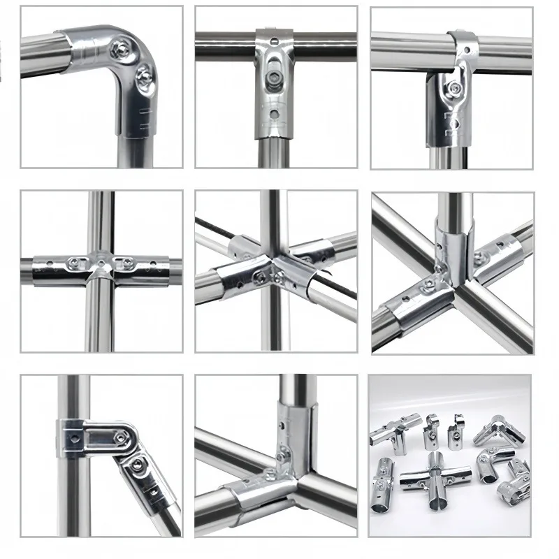32/25/20mm Round Pipe Joint Galvanized Steel Tube Connector Clothes Display Rack Rod Support Holder Fixed Clamp Pipe Fittings
