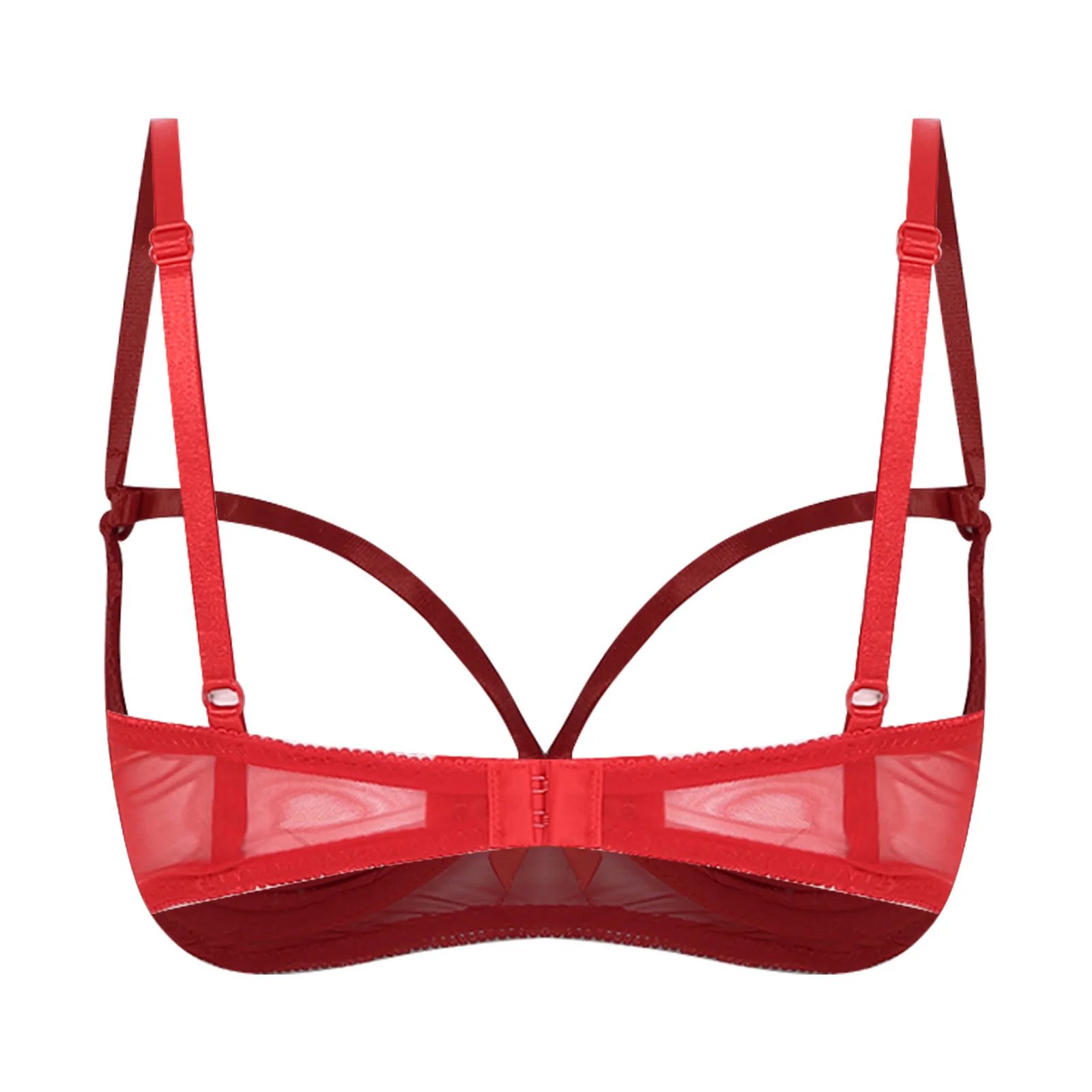 Womens Lingerie Sheer Floral Lace open nipples Bra Tops Hollow Out 1/4 Cups Push-up Underwire Bralette Balconette Underwear