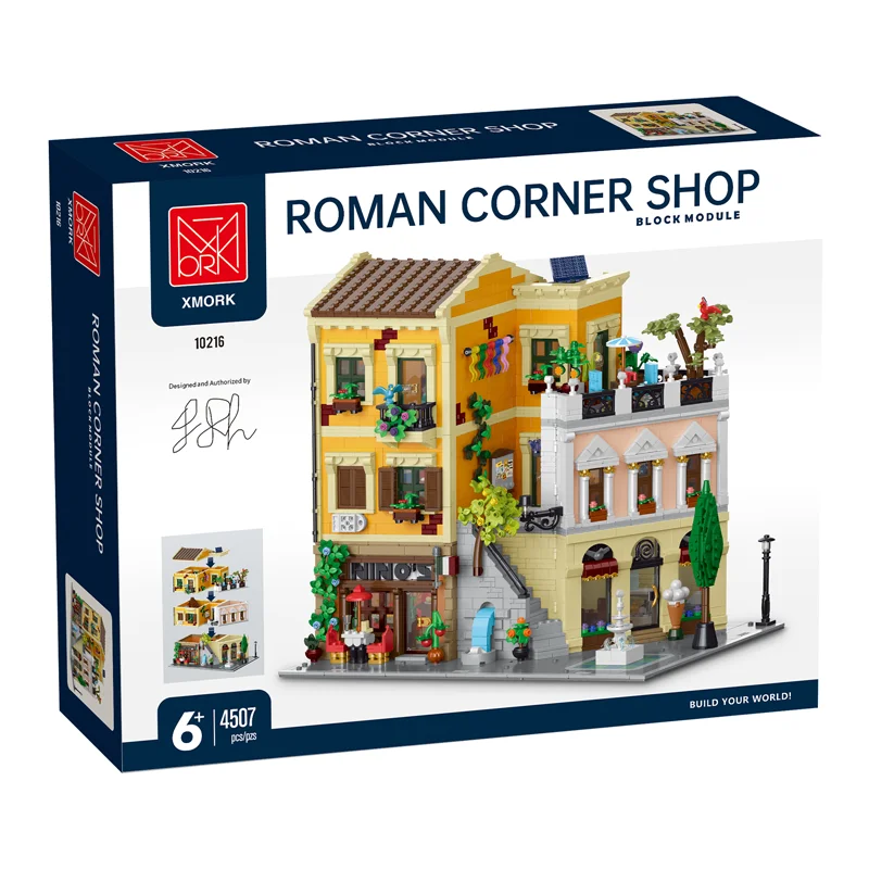 EN STOCK 10216 MOC Street View Rome Corner Shop Blocs de construction à assembler Jouets de construction pour garçons Ensemble cadeau de Noël