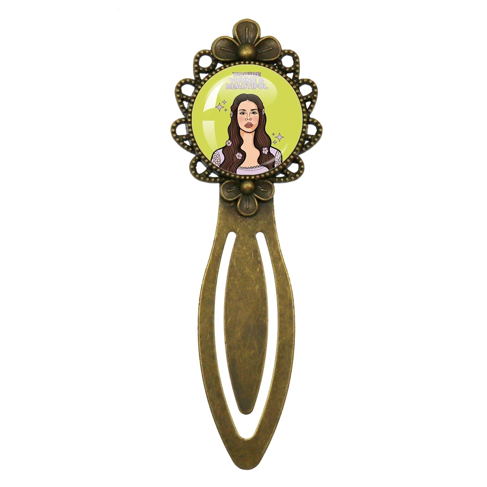 2023 New Singer Lana Del Rey Antique Bronze Cabochon Base Bookmarks Glass Round Photo Jewelry Gift For Friends