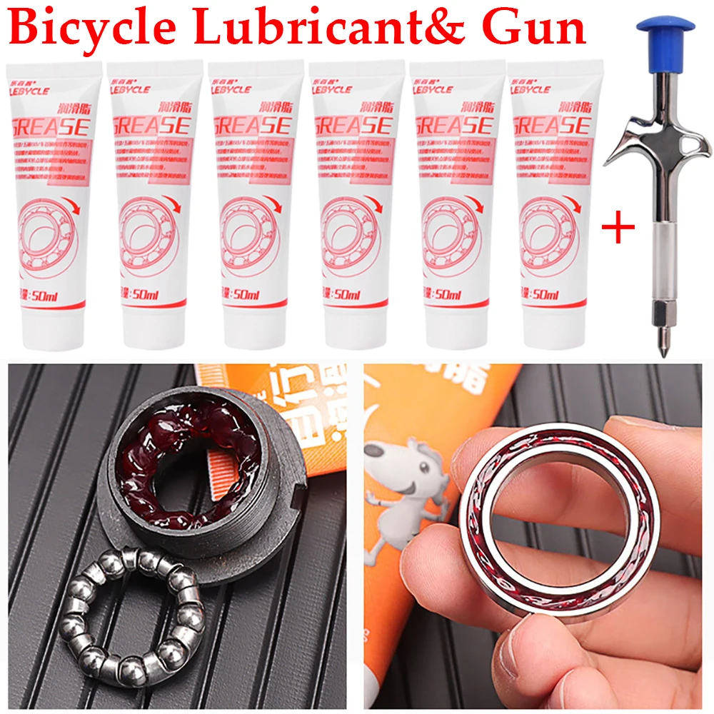 6-1PCS Bicycle Aluminum Grease Gun Aluminum Alloy MTB Bike Bearing Hub Grease Syringe Bicycle Oil Lubricant Cycling Accessories