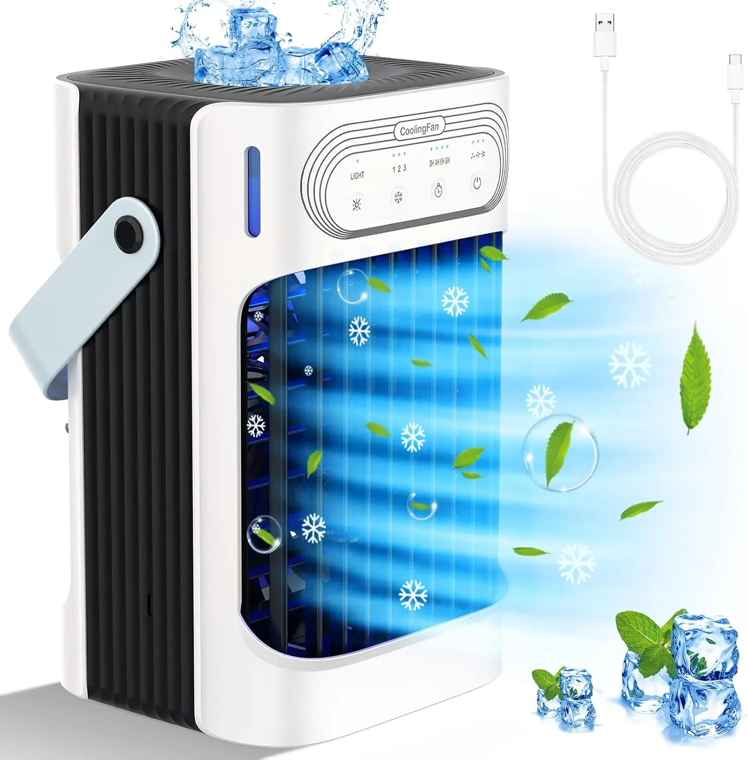 

Portable Air Conditioner, Evaporative Air Cooler with Cool , Wind Speed, 7 LED Light & 2-8H Timer Air Conditioners, Pers