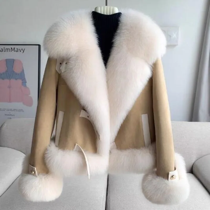 2024 Winter New Imitation Fur Coat Women\'s Fashion Slim Fur collar Thicken Warm Fur Coats Female Short Parkas Jacket Tops