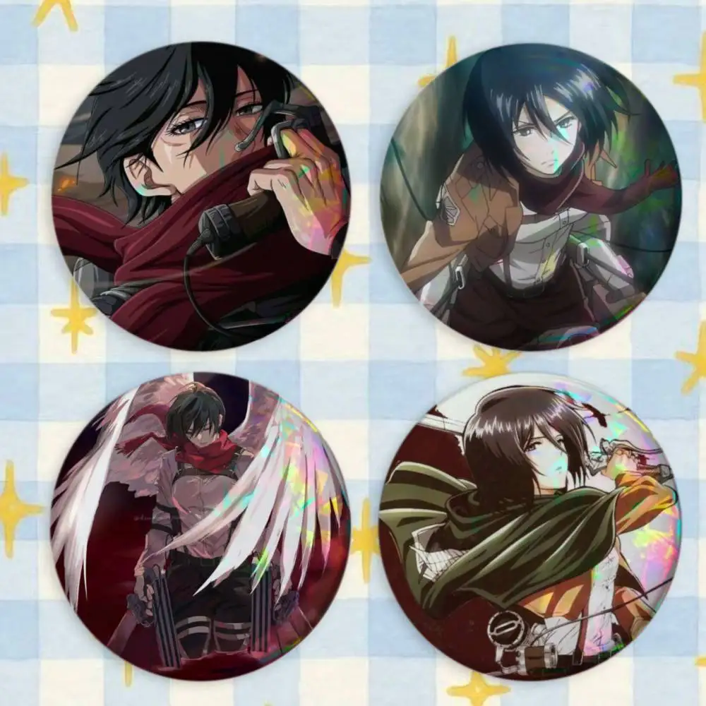 Mikasa Ackerman Attack on Titan Brooches Cartoon Badge Pins Backpack Hat Accessories Friend Gift