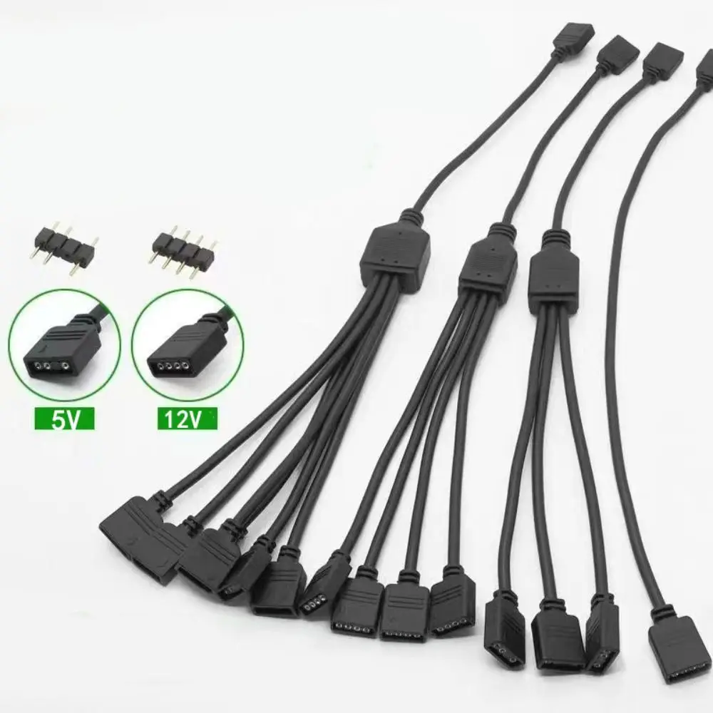 Professional 12V/5V ARGB Extension Cable 3Pin Female to Female RGB Splitter Cord Universal Computer Case Fans Adapter PC Build