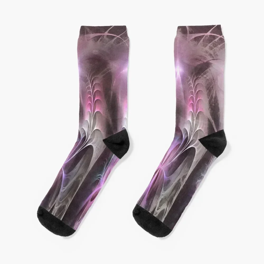 Pink Fractal Orchids Socks hiking floral Hiking boots FASHION Socks Girl Men's