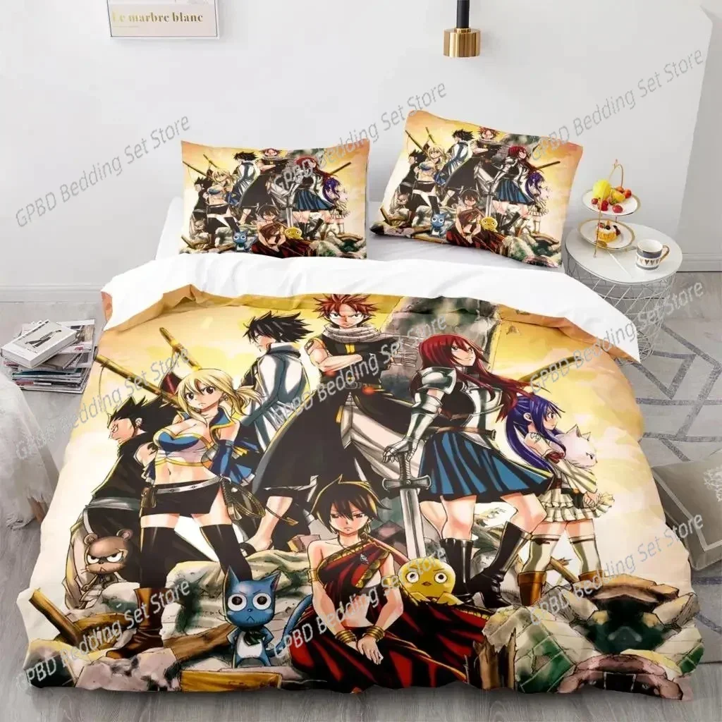 3D Print Anime Fairy Tail 3D NEW Duvet Cover Pillowcase Bedding Set Adult Girl Bedroom Decoration Children Single Double Large 4
