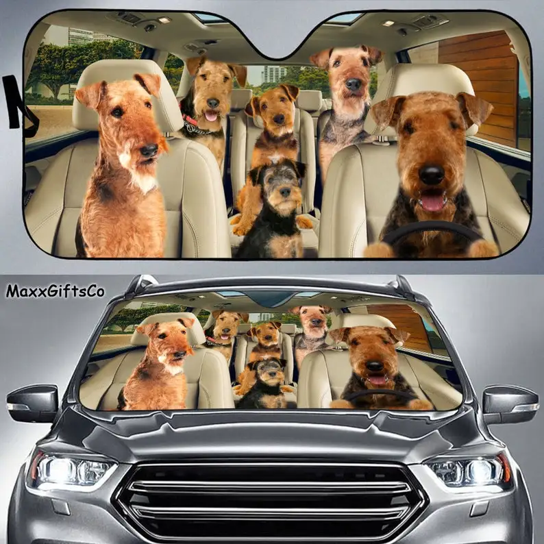 

Airedale Terrier Car Sun Shade, Airedale Terrier Windshield, Dogs Family Sunshade, Dog Car Accessories, Car Decoration, Gift For