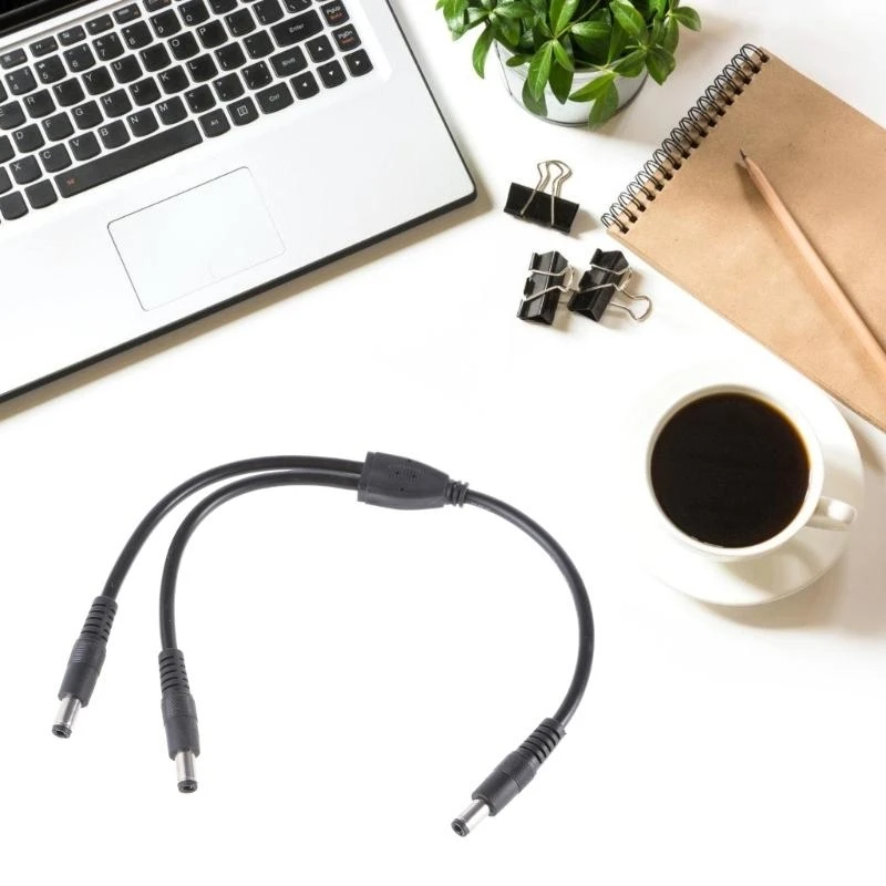 HX6A High Conductivity DC5525 Splitter Cable CCTV Power Splitter Cable Connecting Two Devices with 5.5MMx2.1MM Input