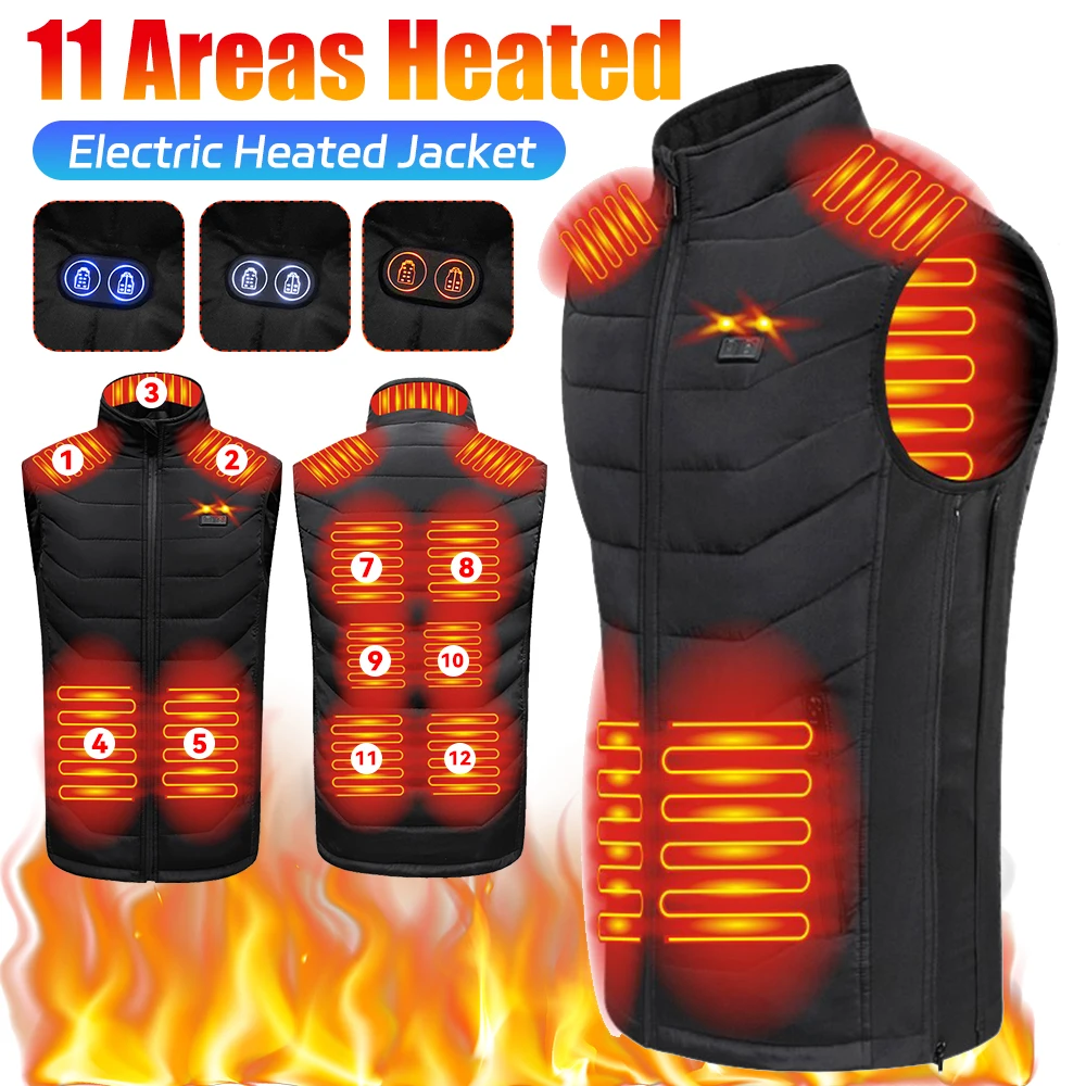 11 Heated Vest Zones Electric Heated Jackets Men Women Sportswear Heated Coat Graphene Heat Coat USB Heating Jacket For Camping