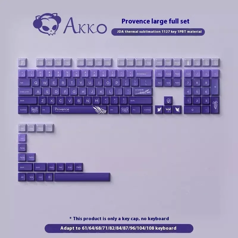 AKKO JDA Altura Keycap, 161-Key teclado mecânico, sublimação PBT, Cross Satellite Axis, conjunto completo