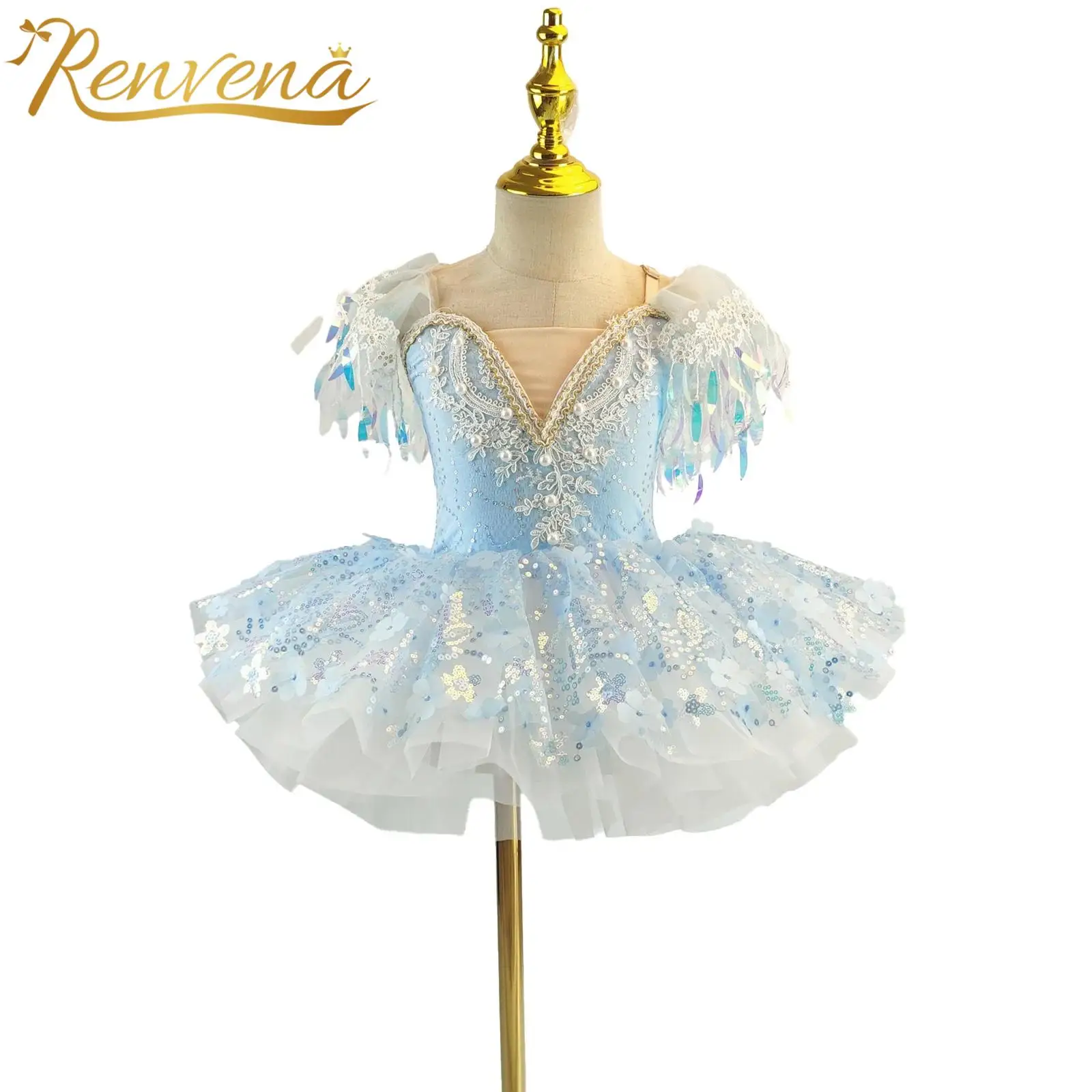 

Children Girls Ballet Dance Dress for School Dancing Stage Performance Costume Kids Sequin Tulle Tutu Princess Dress Dancewear