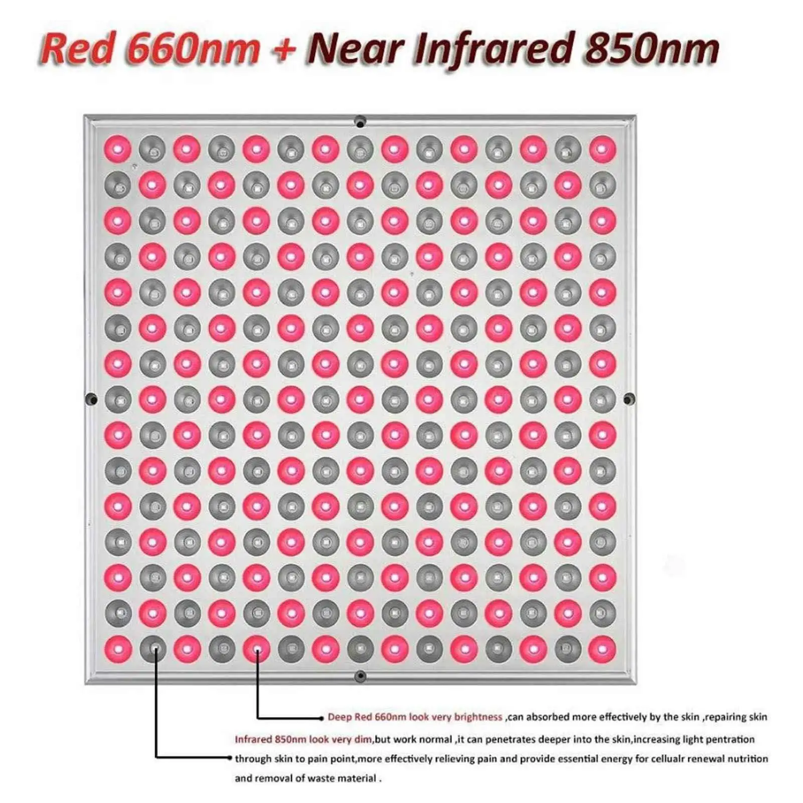 لوحة العلاج بالضوء LED الحمراء لجهاز تخفيف آلام الجسم بالكامل ABS العلاج بالضوء الأحمر لصحة البشرة والتعافي #4