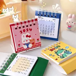 2024 New Year Desk Calendar Cartoon Cute Animal Mini Desktop Note Coil Calendar Daily Agenda Planner Desktop Notepad Calendar