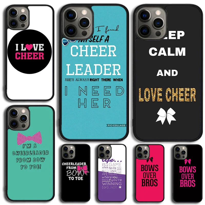 Cheerleader Cheer Bow Quote Phone Case Cover For iPhone 15 16 14 XR XS 11 12 13 Mini Pro MAX Plus