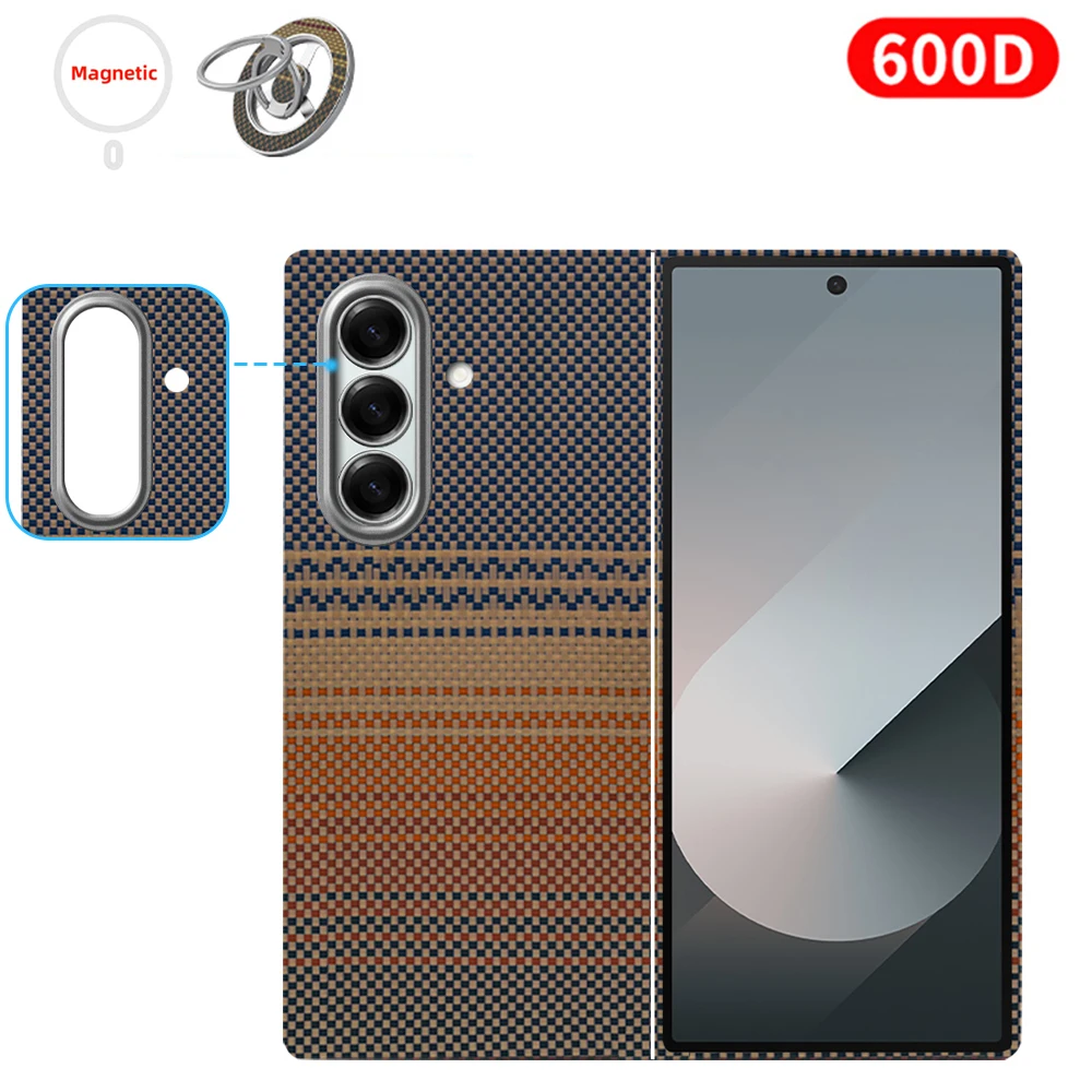 Voor samsung z fold 7 carbon case 600d kevlar aramidevezel magsafe stof ultradunne harde cover magnetische balck Slim light premium