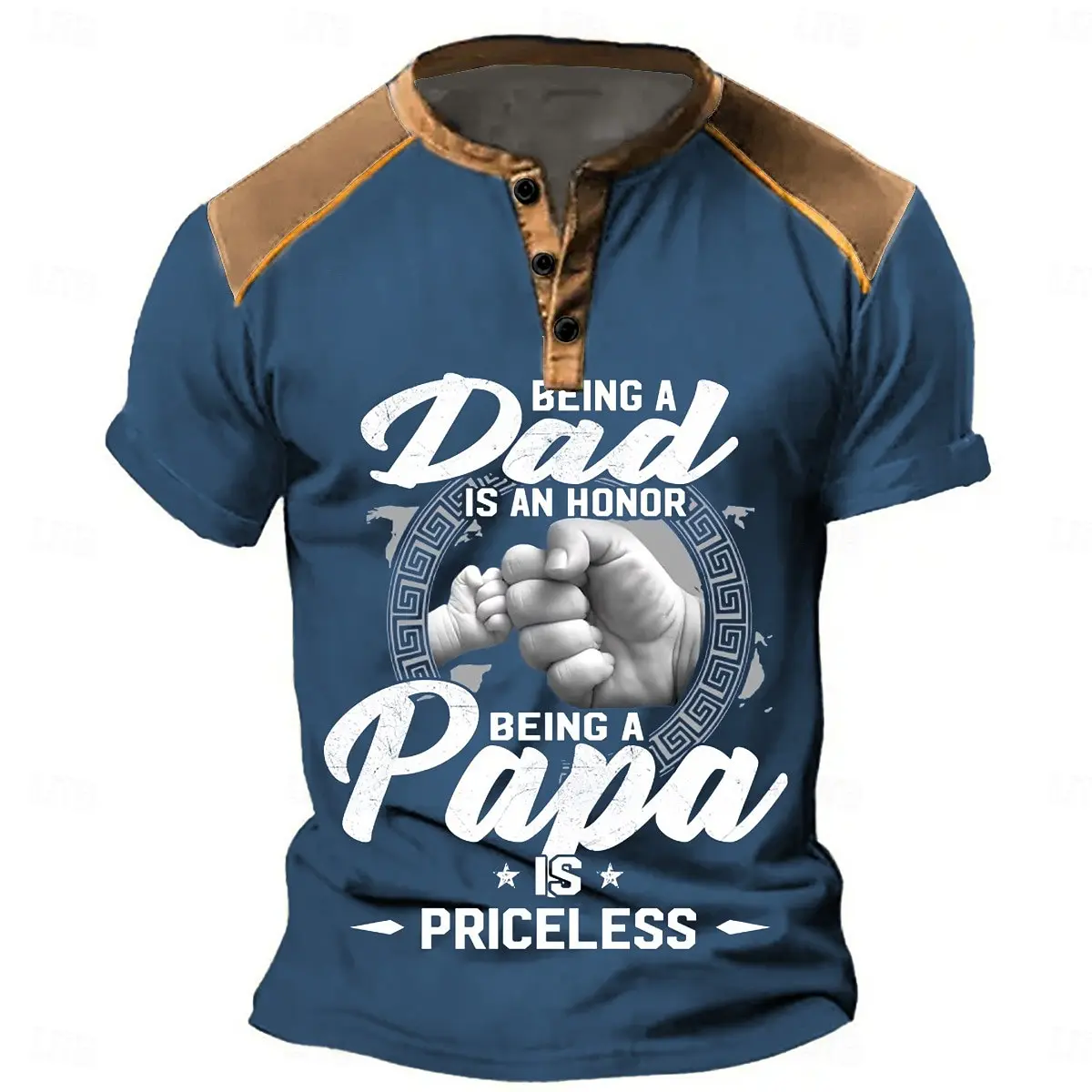

Father's Day Gift Men's Henley T-Shirts Fashion Letter Graphic Short Sleeve For Dad Summer Outdoor Daily Casual Commemorate Tees
