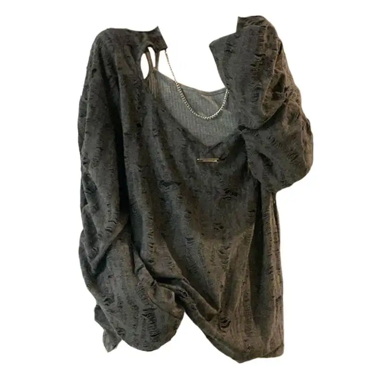 

Extra Large Size Women's Loose Chain Hollow out Cover up Strap Trendy Dr plus Size Faionable Summer Clothing