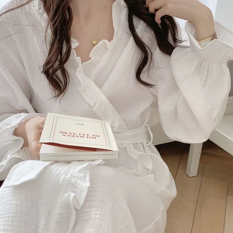 Nightgowns Bathrobes Women's Clothing Homewear Spring Autumn Thin Korea Simple Comfortable Casual Breathable Stylish Loose Fit