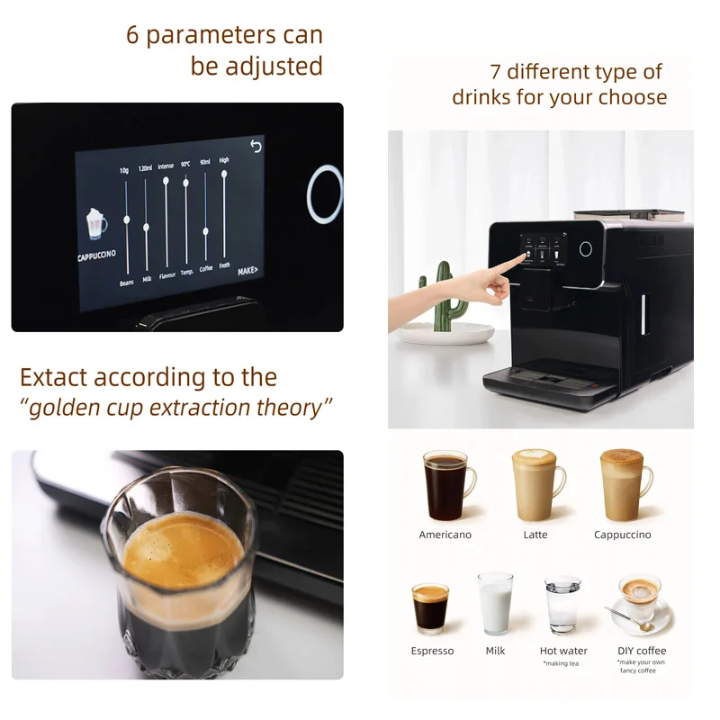 Intelligent Coffee Machine19Bar Automatic Coffee Maker Machines With Coffee Bean Grinder Appliances For Kitchen Office Home