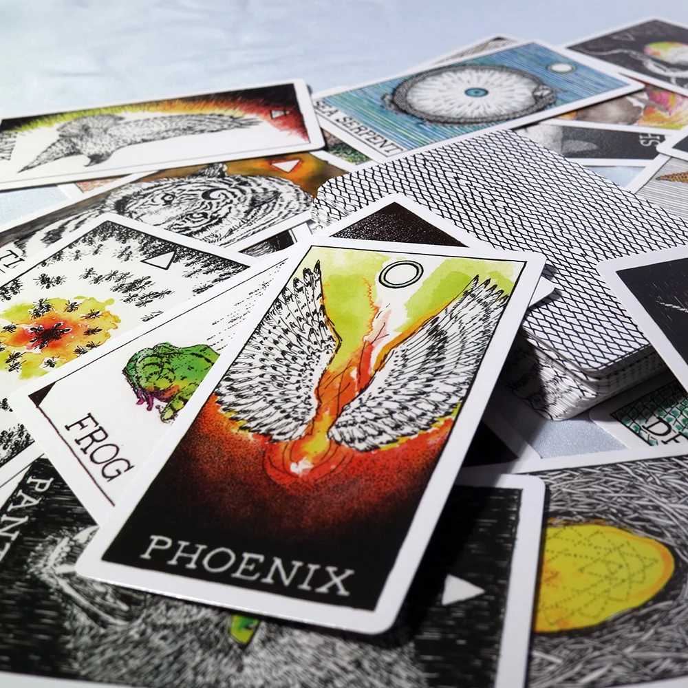 سطح التارو للحيوانات والطبيعة مرسومة يدويًا مع دليل PDF، وبطاقات العرافة البديهية للمبتدئين والقراء الروحيين #4