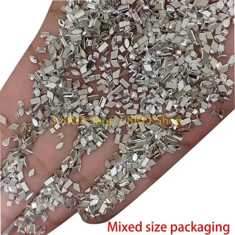 L8rd 50x pregos forma irregular Charms Crystal Rhinestones Diy Nails Decoração