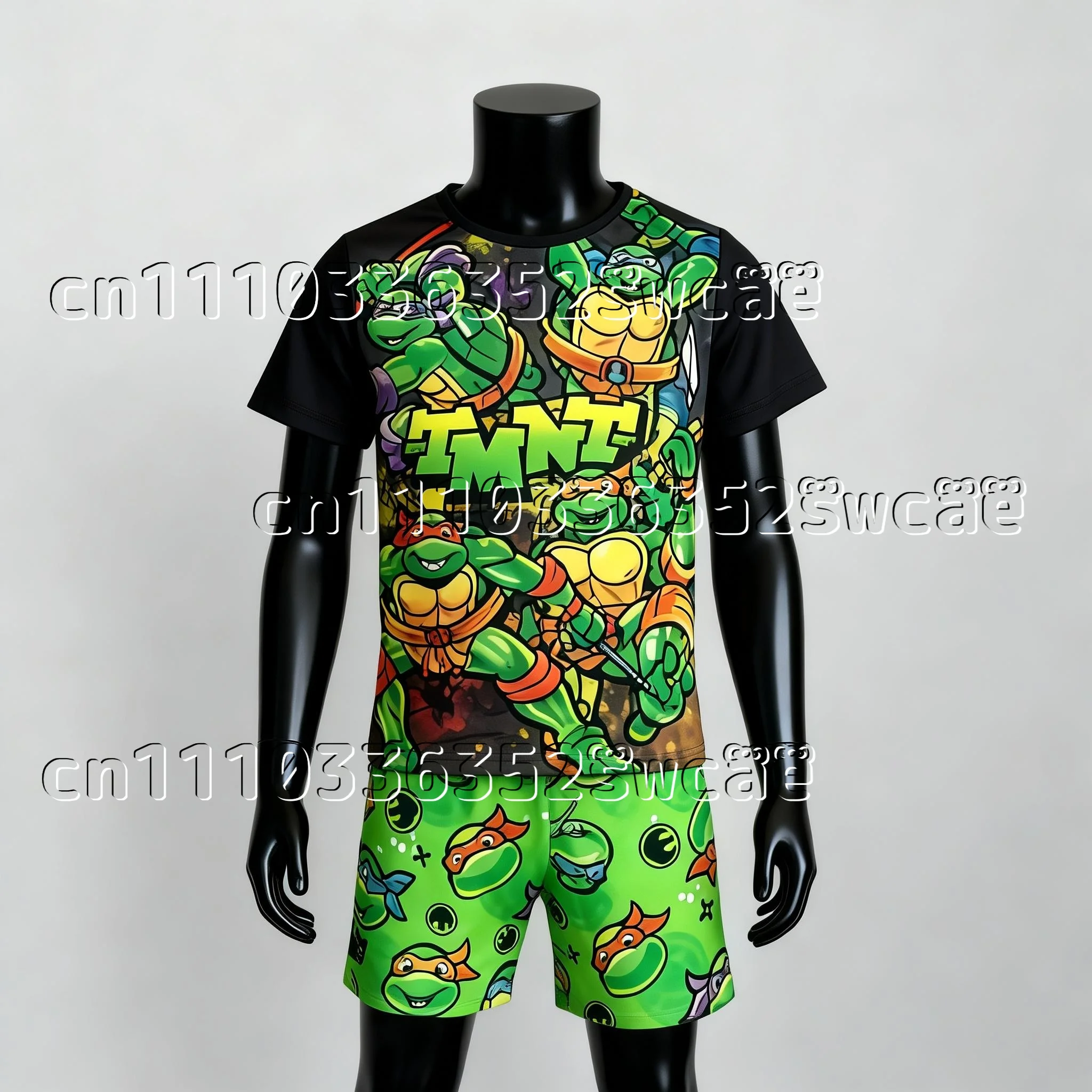 

Animation Cosplay Ninja Turtle Themed Pajamas Summer Short Sleeved Set Suitable for Adult Families To Match