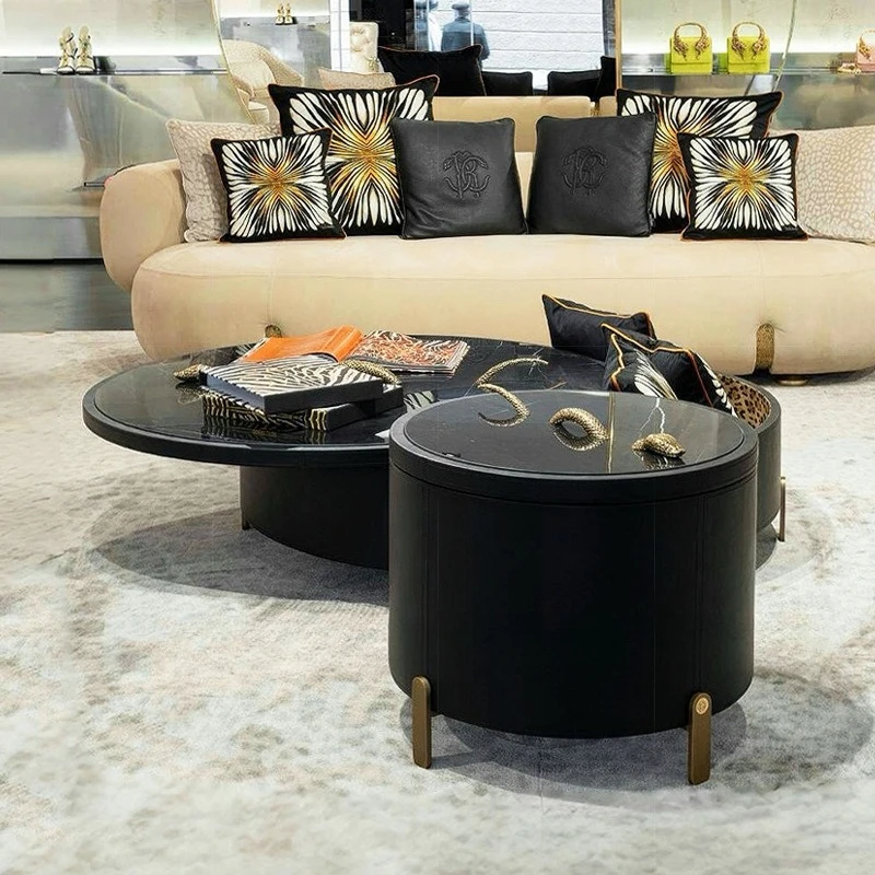 طاولة قهوة رخامية فاخرة إيطالية لغرفة المعيشة والمنزل وطاولة شاي حديثة للتخزين الراقية #2