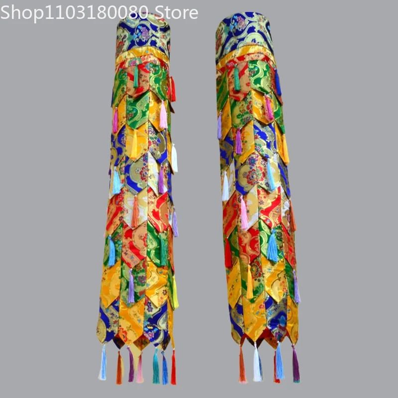 1Pairs 130cm Fve colours DHVAJA Tibetan Patch tube Hang banner Auspicious Prayer flag Interior Decorating'Choggi Gyaltshan'