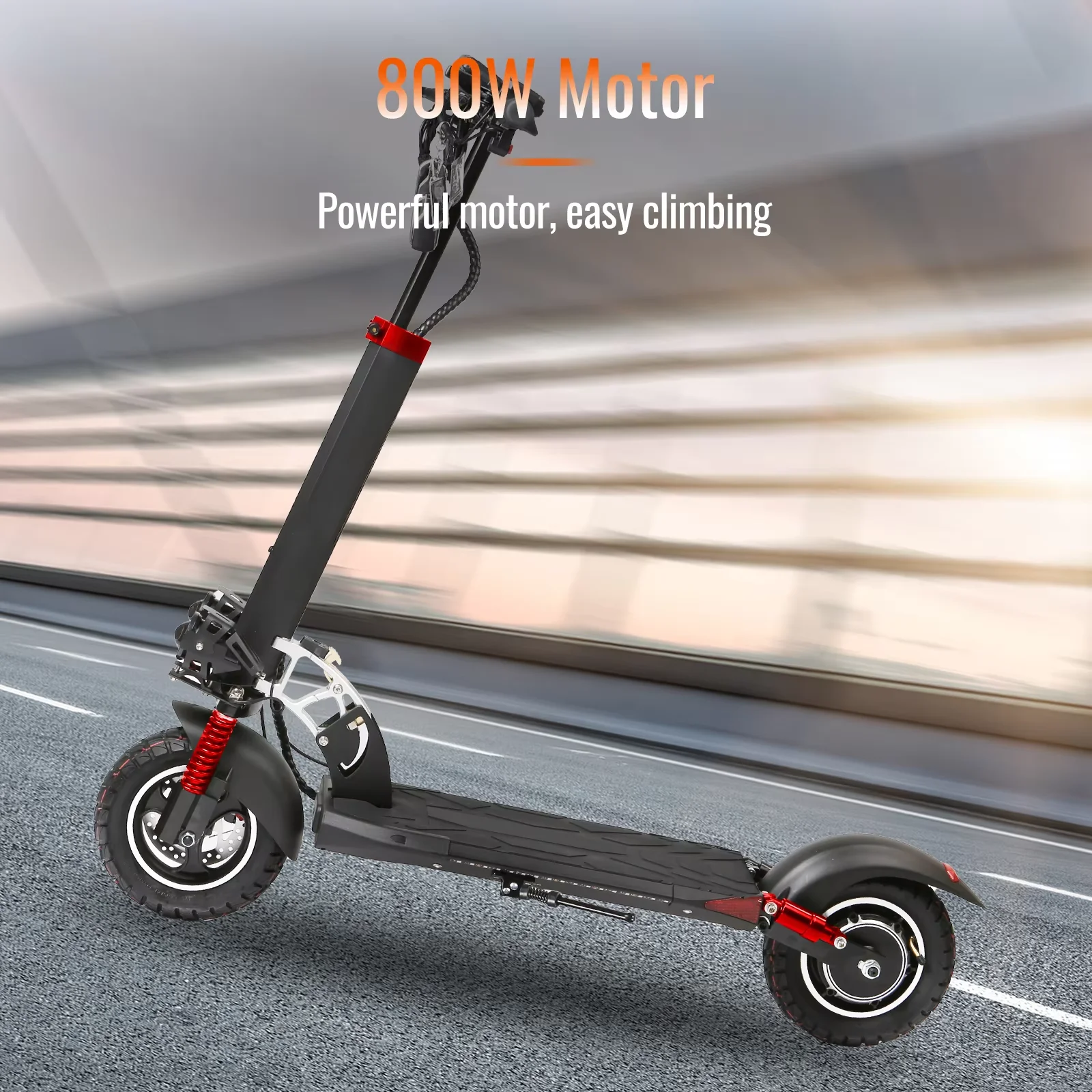 SUNNIGOO Commuter E-Scooter 48V 800W 10 Zoll Offroad-Reifen Angel-Eye-Scheinwerfer Elektroroller für Erwachsene Faltbarer E-Scooter IP54 Wasserdicht 15Ah Lithium-Batterie Abnehmbarer Sitz Doppelte Stoßdämpfung Scheibenbremse – Detail 7