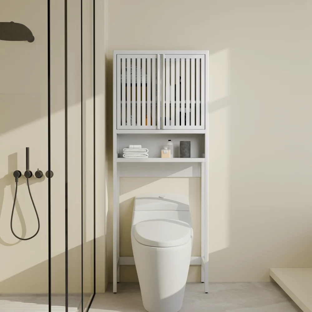 

Toilet storage shelf, Private bathroom, Laundry room, Space-saving, white