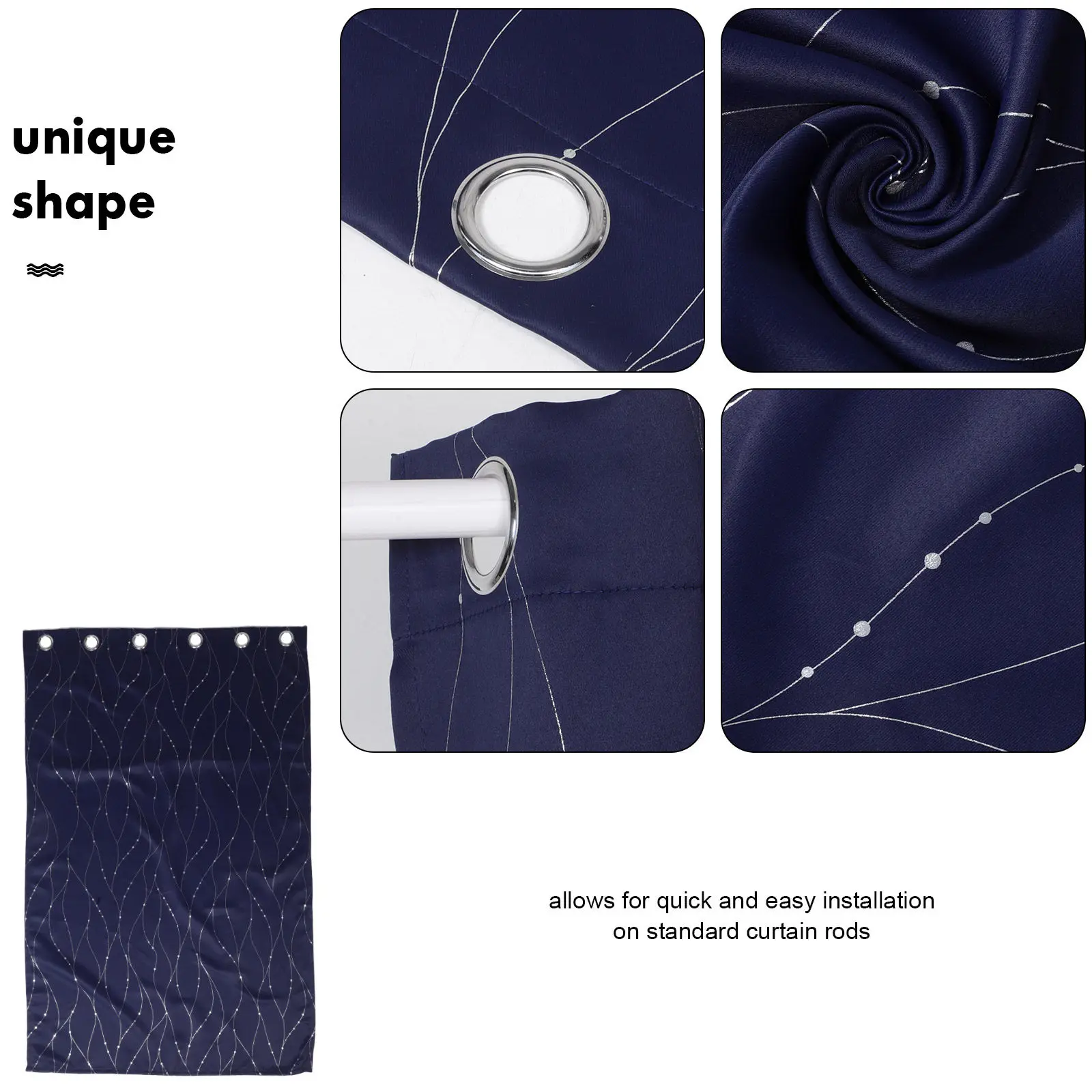 Blackout Curtain Panel Grommet Design Short Dark Insulated Thick Fabric Light Blocking Room Darkening Bedroom