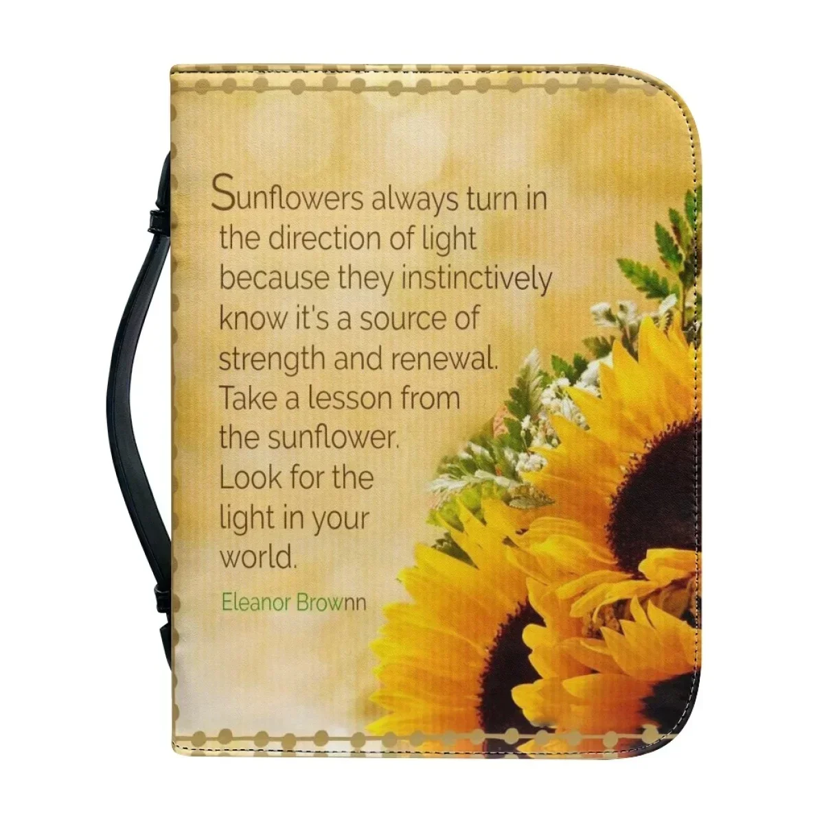 Bible Poetry Sunflower Printing for Women Classic Cover Case Carrying Bible Storage Bags Leather Handbags Church Bible Bag