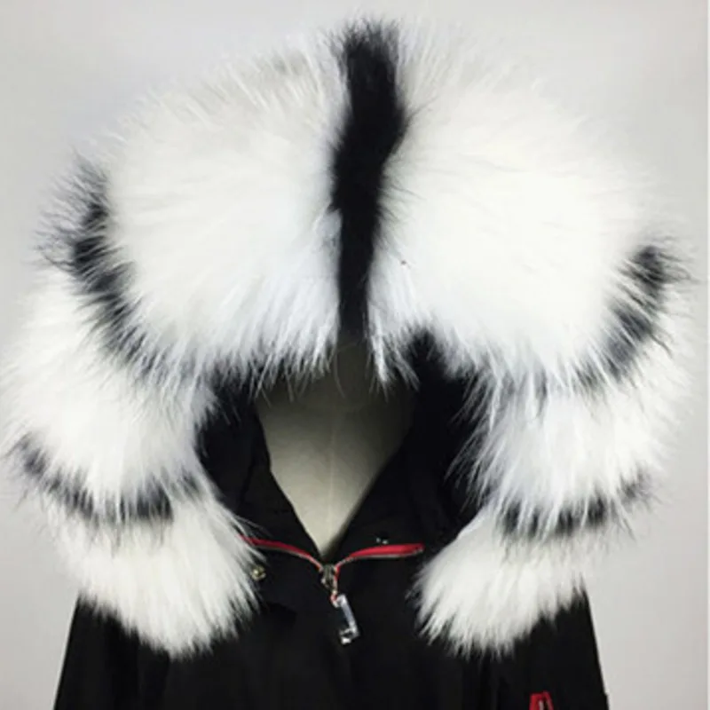本物のアライグマの毛皮を使用した襟、黒い毛皮のショール、高級感のあるふわふわの厚手の毛皮の襟、大判の毛皮のスカーフ、ジャケット、コート、ショール。
