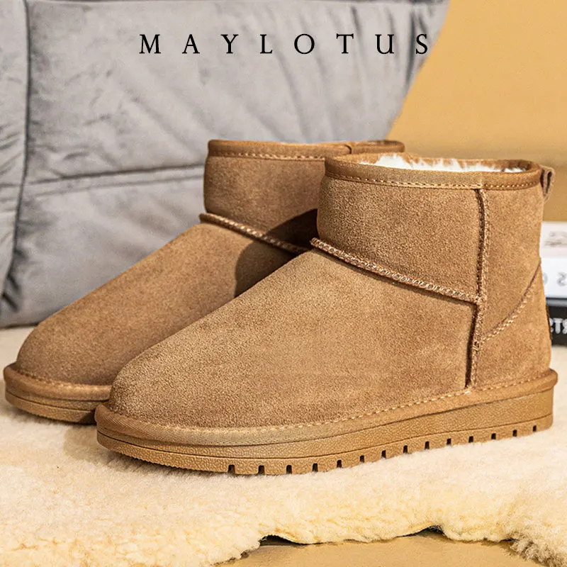 New Unisex Winter Women Man Snow Boots Design Mini Warm Low-cut Fur Flats Shoes Ladies Short Boot