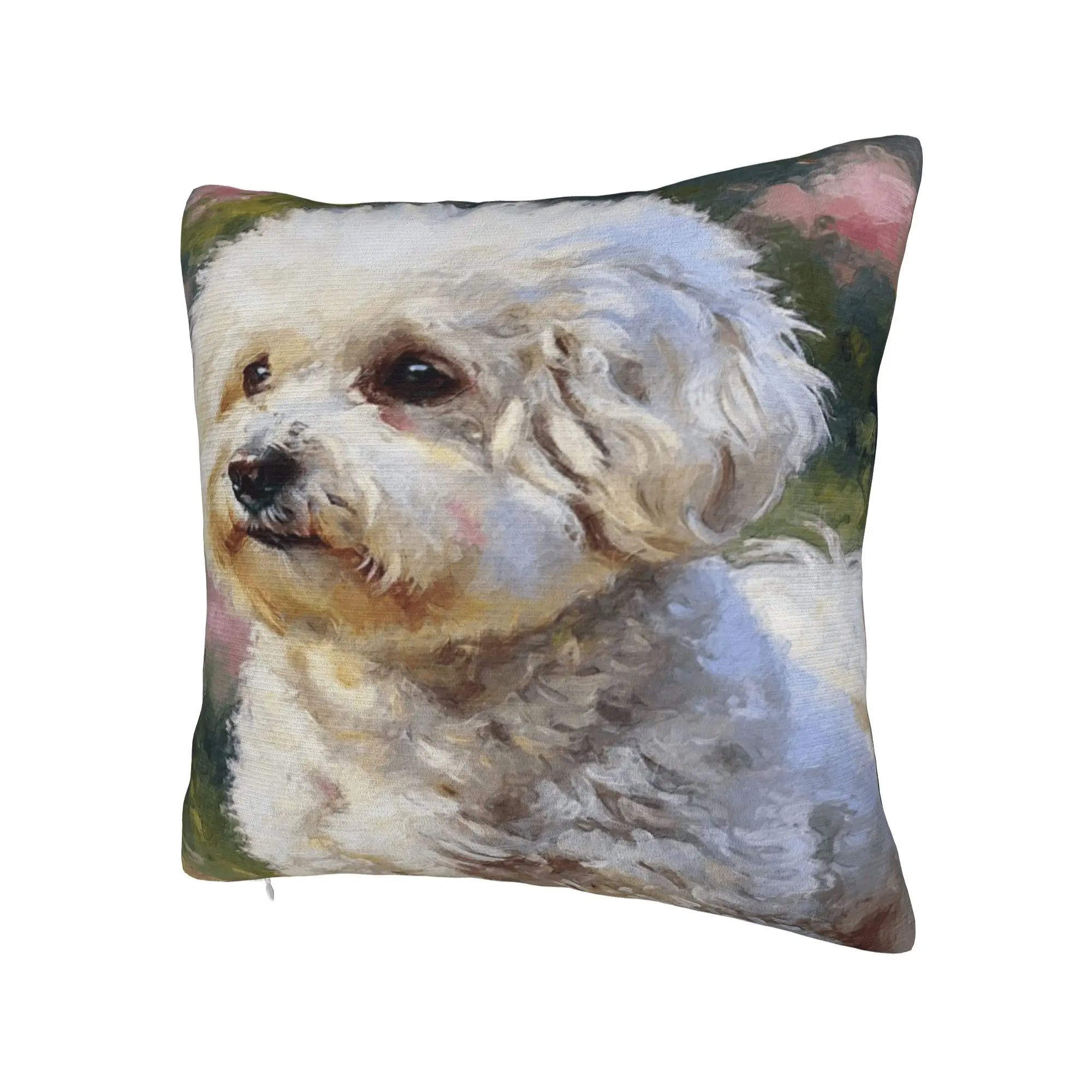 Cute Bichon Frise Pillowcases  Retro Trendy Pillow Case For Living Room Bed Chair Comfy Pillow Cover