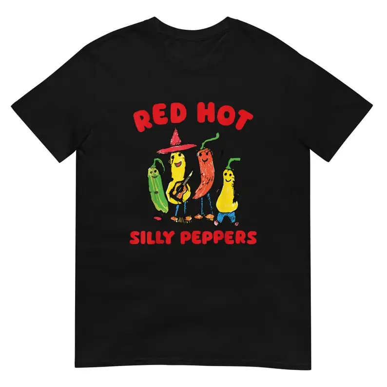 

Silly Peppers Shirt Cotton Tees Short Sleeve T Shirt O-Neck Clothing Summer