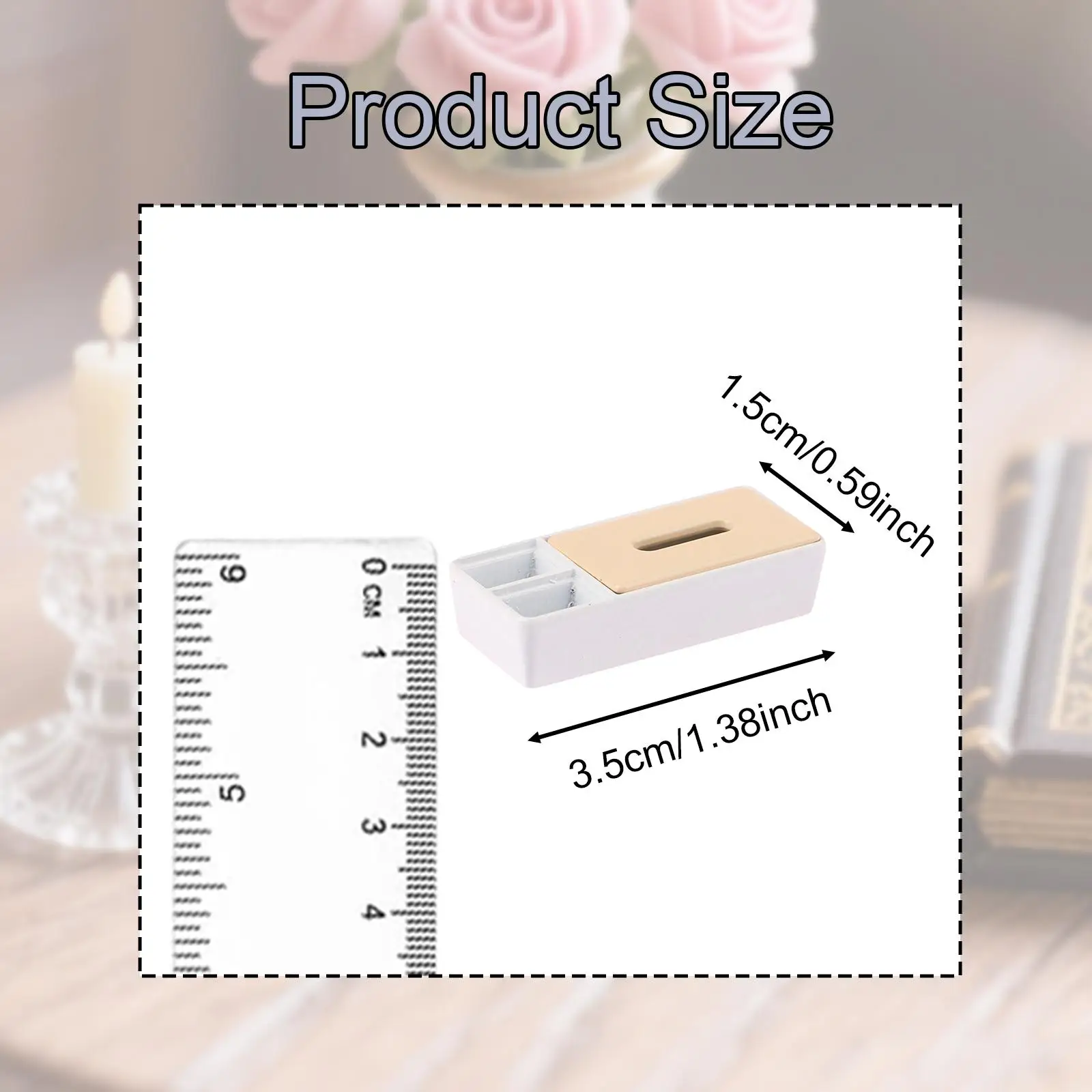 Miniatur-Puppenhaus-Taschentuchbox, Desktop-Organizer für DIY-Handwerk für Toilette, Wohnzimmer, rechteckige Mini-Aufbewahrungsbox, Puppenhaus-Dekoration