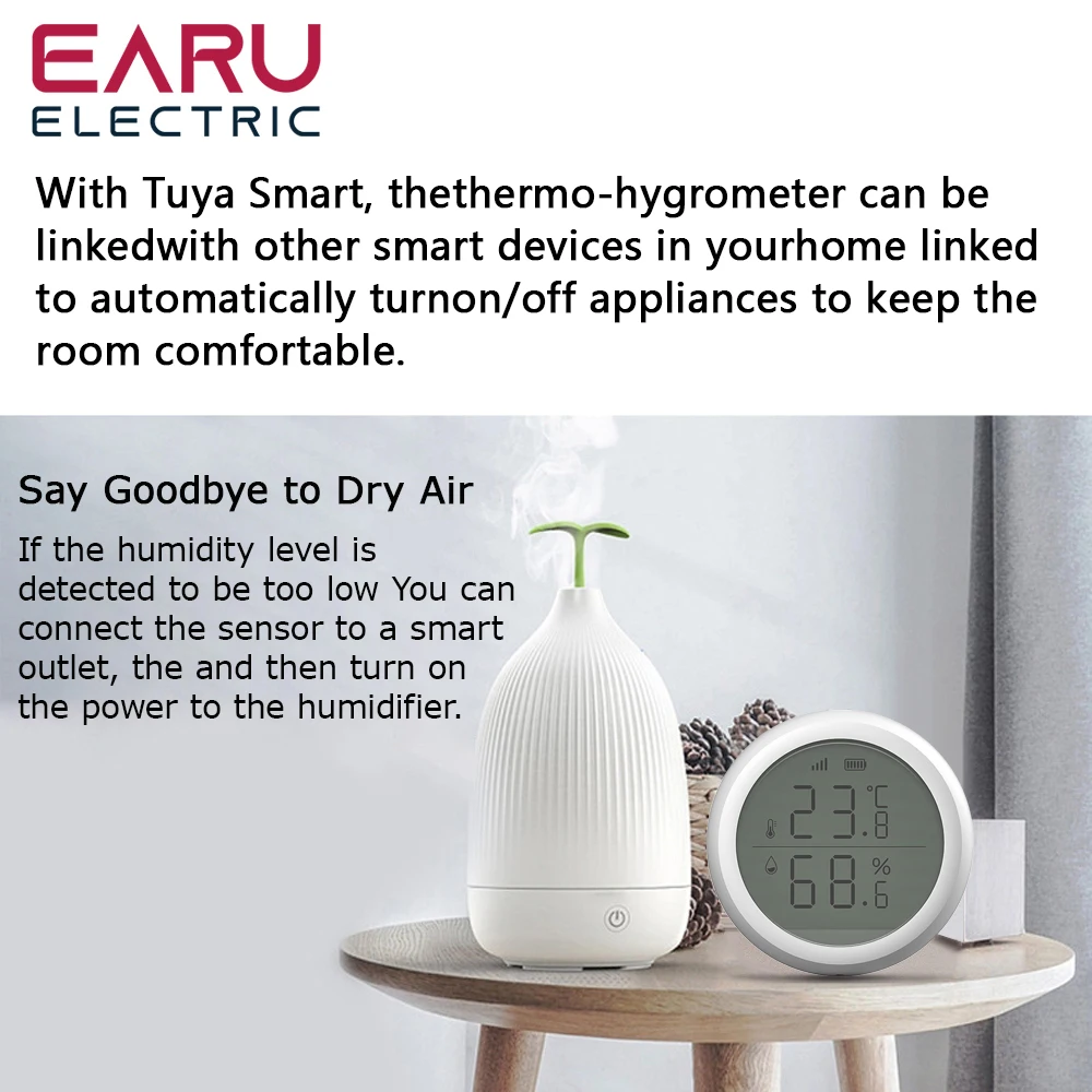 Tuya WiFi Zigbee Smart Temperature and Humidity Sensor Indoor Hygrometer Thermometer with LCD Display Support Alexa Google Home