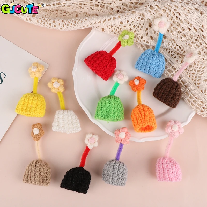 Simpatico cartone animato bambola cappello lavorato a maglia Mini porcellino d'india Pet peluche cappello bambola vestire accessori decorazione casa delle bambole bambino finta gioca giocattoli