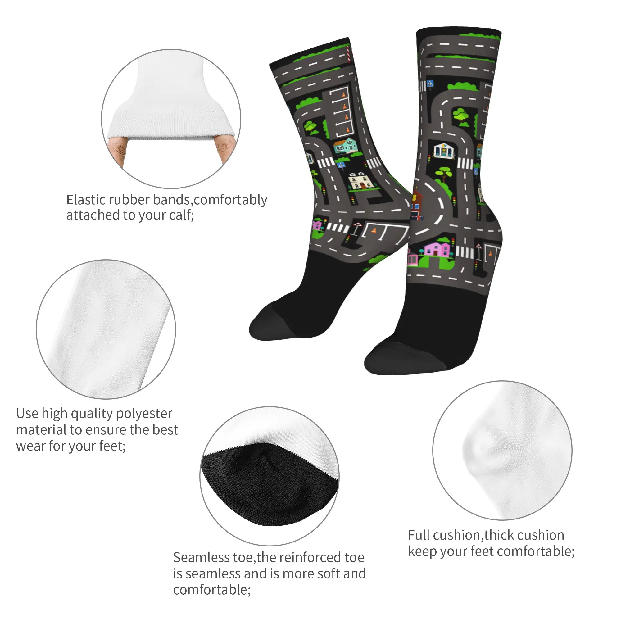 Happy Funny Men's Socks Harajuku Tired Dads Club Car Race Track On Dad Sock Polyester  Skateboard Women Stockings Spring Summer