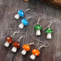 1 Pairs Mushroom Earrings for Women Long Pendant Mushroom Earrings Colorful Earrings Creative Funny Earrings Cute Weird Earrings